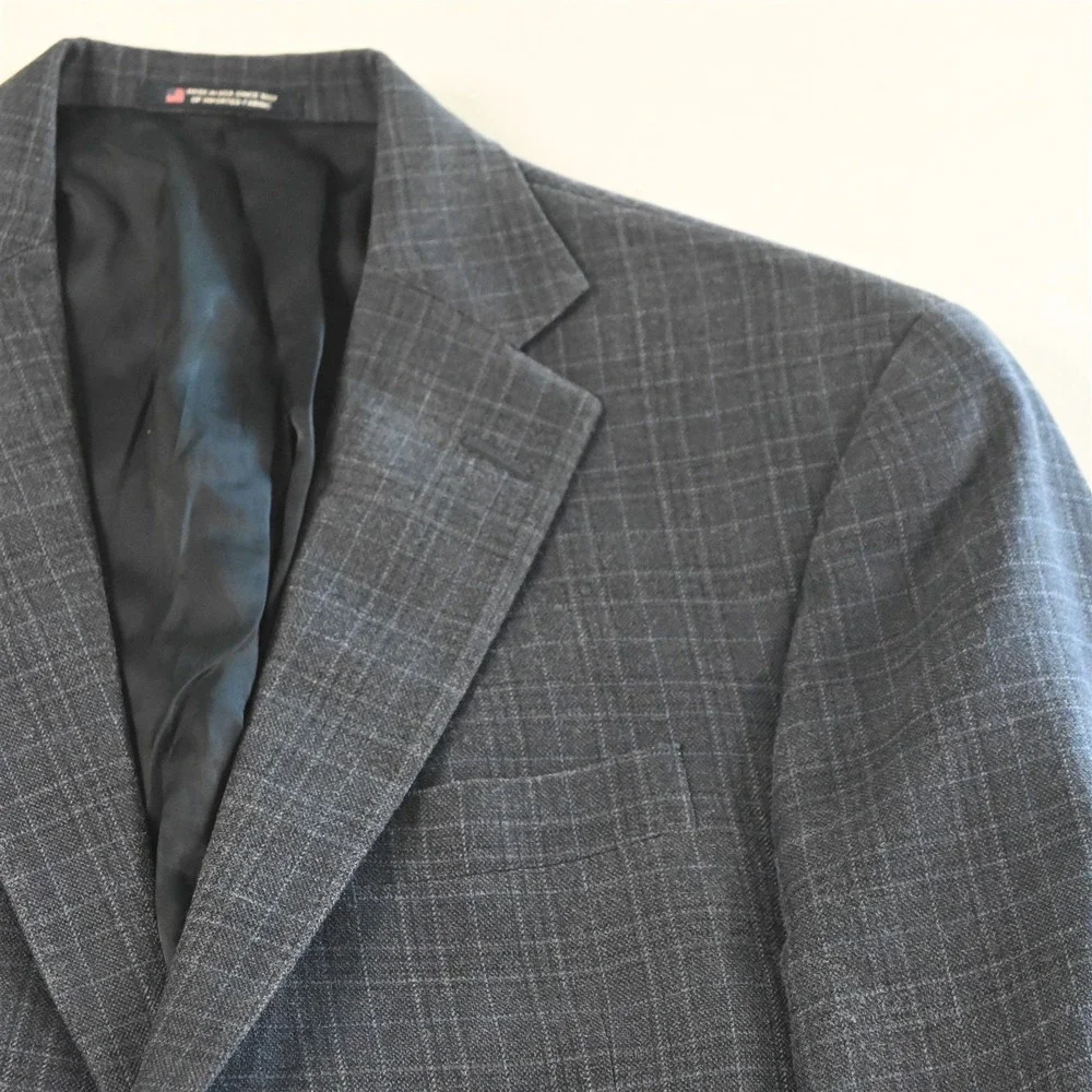 Hart Shaffner Marx 38S Blue Plaid Check Mens Blazer Suit‎ Jacket Sport Coat